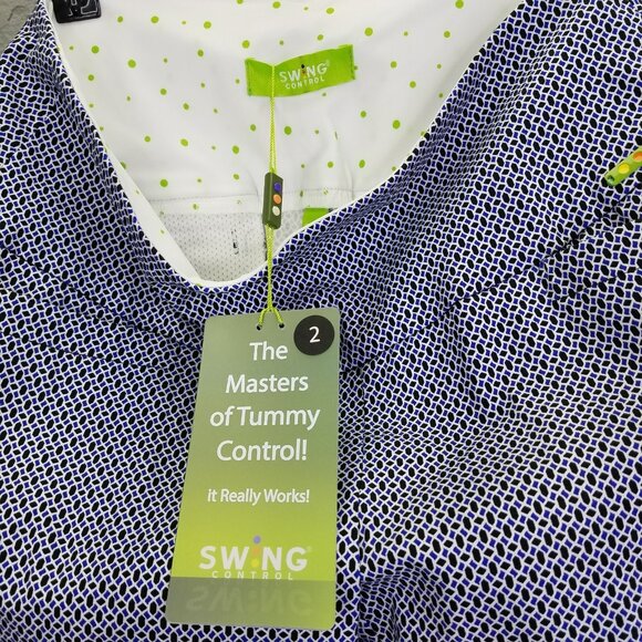 Swing Control Pants Women 2 Geometric Pixie Print Blue Mid-Rise Golf Tennis NEW - Picture 12 of 16